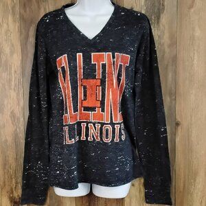 Three Square Illinois Fighting Illini Long Sleeve VNeck Shirt L